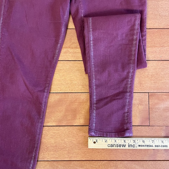 J Brand Burgundy jeans with silver dusting in seams. - Picture 7 of 11